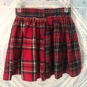 Asymmetrical pattern plaid skirt